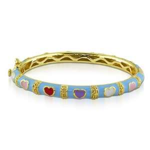   and red hearts Enamel Gold Plated Sterling Silver Baby Bangle Bracelet