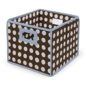  Folding Basket/Storage Cube   BLUE TRIM/BROWN POLKA DOT 