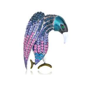   Elements Multi Colored Crystal Perched Bird Fashion Pin Brooch