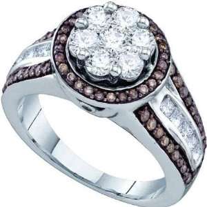   Gold 1.39ct Brown and White Diamond Engagement Wedding Bridal Set Ring