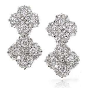  14K White Gold Diamond Cluster Earrings Jewelry