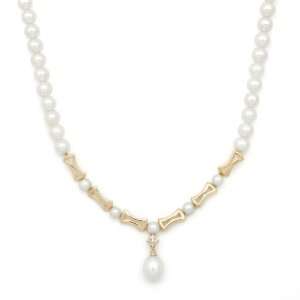   Center and 10K Yellow Gold Diamond Star and Pearl Drop Accent Jewelry