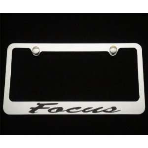   Metal Mirror Chrome FOCUS Ford License Plate Frame with Free Caps H