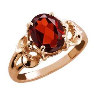   00 Ct Oval Red Garnet Rose Gold Plated Argentium Silver Ring Jewelry