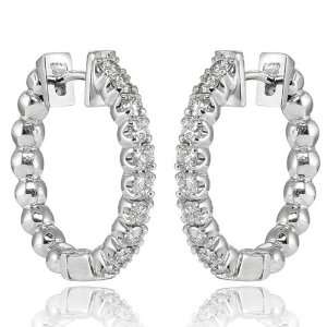   75 Ct Round Cut Diamond Hoop Earrings in 18 kt. Clip Mounts Jewelry