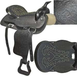   Black Leather Western Horse Saddle 
