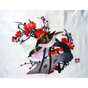  Beautiful Chinese Hunan Silk Embroidery Birds Flower 