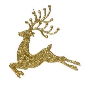 Gold Glitter Leaping Reindeer Christmas Ornament #2719137  