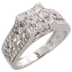  14k White Gold Fancy Ladies Square Diamond Ring, w/ 1.15 