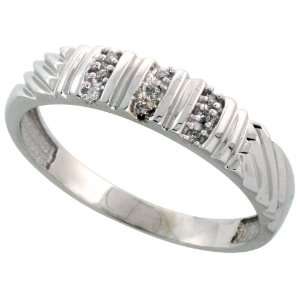 Sterling Silver Mens Diamond Wedding Band Ring 0.05 cttw Brilliant Cut 