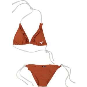   Dark Orange Ruffled String Bikini 