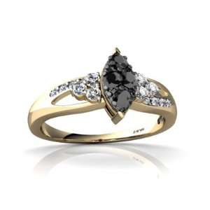  14K Yellow Gold Black Diamond Antique Style Ring Size 5.5 
