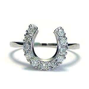  10k White Gold .25 CTW Diamond Horseshoe Ring Jewelry