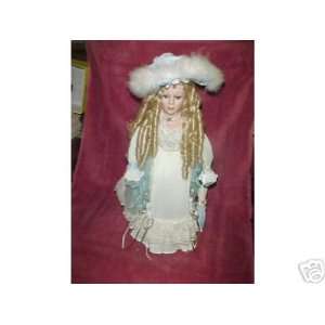 Porcelain & Cloth Doll with Long Curls 