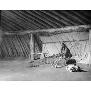  1908 photo Arikara Indian and altar. The altar