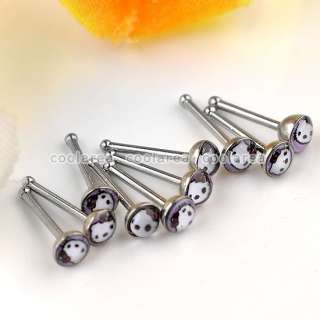   Stainless Steel 20G 8 Style Plastic Nose Studs Ring Bar Pin Piercing