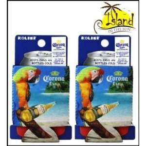  (2) Corona Extra Parrot Beer Can Koozies Cooler Sports 