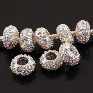 Pc88 AB Crystal European Wheel Beads 5pcs For Pendant  