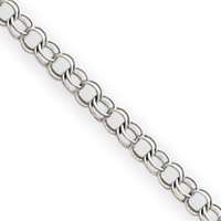 New 14k White Gold 3mm Solid Double Link Charm Bracelet  