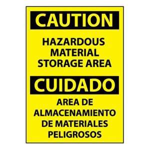 Bilingual Plastic Sign   Caution Hazardous Material Storage Area 