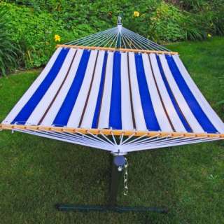 Fabric Hammock and Stand Set   Blue/ White.Opens in a new window