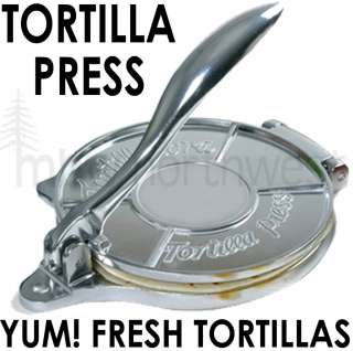 TORTILLADORA ALUMINUM TORTILLA PRESS, 6 1/4 DIAM   EASY TO USE   NEW 