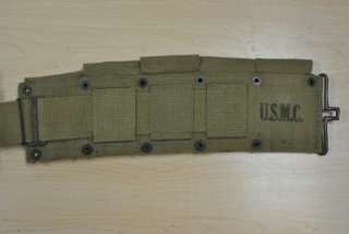 Vintage USMC 10 Pocket Ammo Pouch Webbed Belt WWII Marine Corps. Boyt 