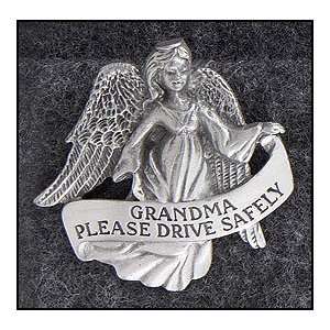  Grandma with Angel Visor Clip for Automobile, Pewter 