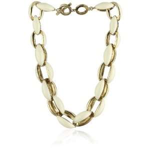 Anne Klein Zelda Gold Tone Ivory Enamel Link Collar Necklace