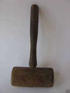 Antique Hand Crafted Wood Hammer Mallet Primitive Tool  