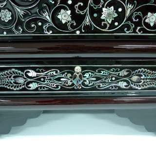   Inlay Asian Wood Lacquer Antique Nightstand Bedside Table Chest  