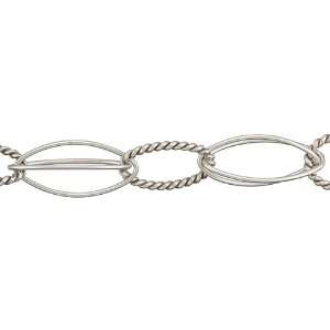  Antique Silver Plated Oval Rope and Plain Oval Link Chain 