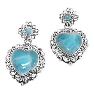 Vintage Larimar Antique sterling silver 925 earrings  