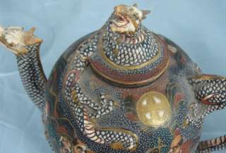 is antique 19th century japanese meiji satsuma dragon shape tea pot 7 