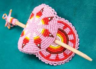 DELUXE NATIVE AMERICAN INDIAN BEADED HAIR BARRETTE PINK  