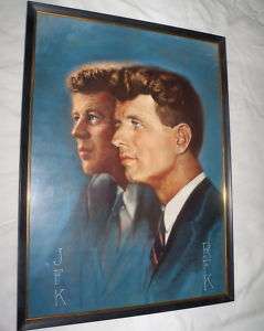 Vintage JFK RFK Alton S Tobey Lithograph Poster Framed  