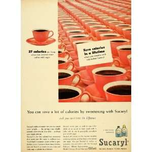  1957 Ad Sucaryl Artificial Sweetener Coffee Cups 