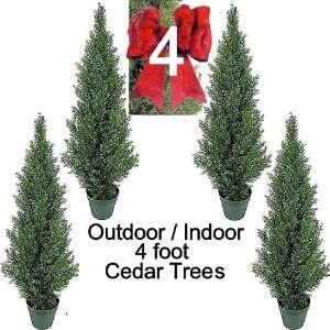  Artificial Outdoor Indoor Potted 4 foot Cedar Tower Cone Topiary Tree