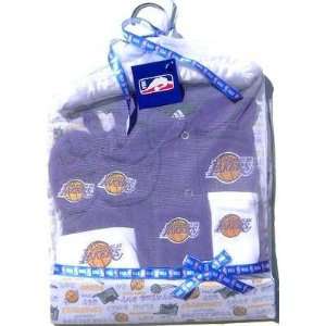  NEWBORN Baby Infant Lakers 7pc Onesie Blanket Hat Booties 