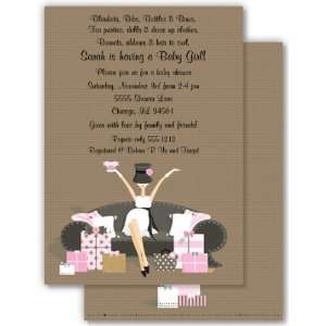  Girl Baby Shower Invitations   Beautiful Brown and Pink Invitation 