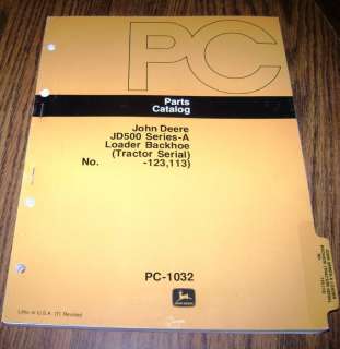 John Deere 500A 500 A Loader Backhoe Parts Catalog jd  