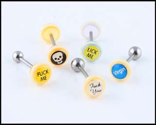 ASSORTED ACRYLIC TONGUE RINGS/BARBELL 14g  