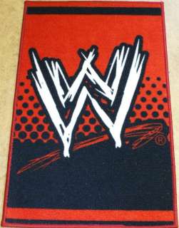WWE LOGO WRESTLING SUPERSTARS RUG CARPET MAT RED BLACK NEW 44 X 70CM 