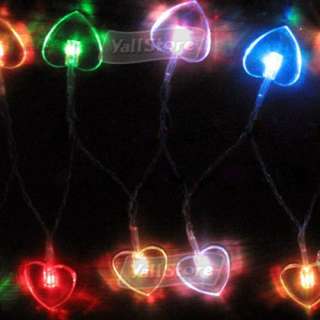 10 LED colorful Heart shaped battery power operated lights  