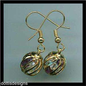 SWAROVSKI CRYSTAL BIRTHSTONE CAGE EARRINGS   FEBRUARY  