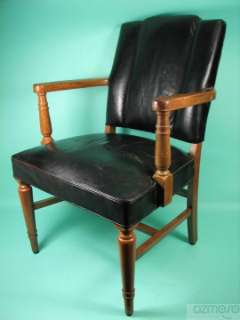   Gunlocke IMPERIAL Leather Office Arm Chair Walnut/Black/Brown ATLANTA