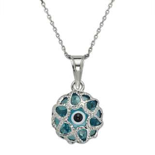 blue evil eye charm pendant chain in 925 sterling silver