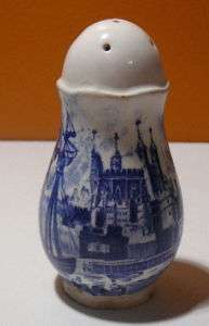 OLD BLUE WILLOW SALT SHAKERS PALISSY POTERY ENGLAND  