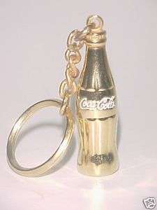 Vintage  COCA COLA Gold colour bottle metal key chains  