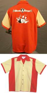 Join the STRIKE KINGS retro bowling shirt Taupe/Rust Retrobowler Great 